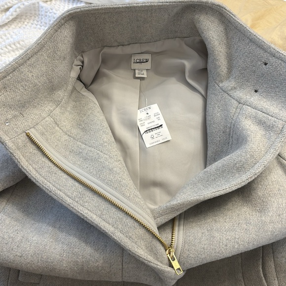 NWT J. Crew Petite Wool Blend button-neck city coat light gray BU264 - Picture 5 of 9